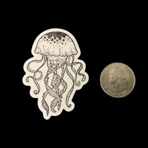 10/$10 – Jellyfish Vinyl Sticker – Black & White Waterproof Decal